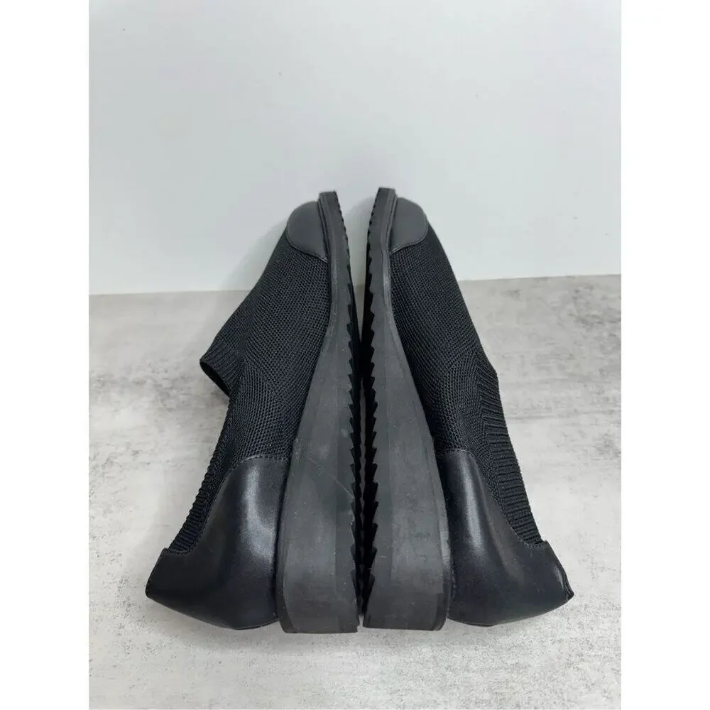 David Tate Social Black Knit Shoes Size 10 Leather‎ Lining Fabric Loafers NEW